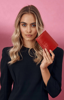 Skorzany pojemny portfel damski