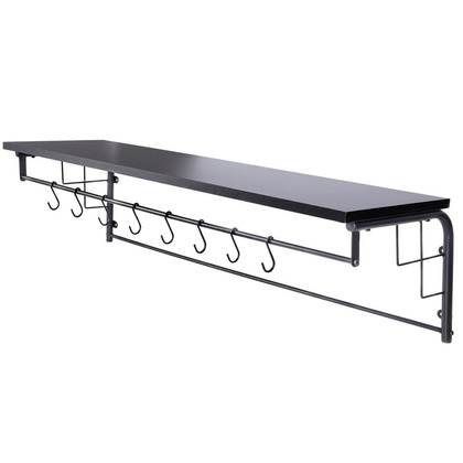 Półka z wieszakami ścienna czarna