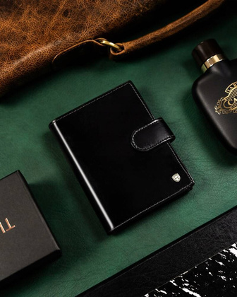 Duzy skorzany portfel meski na zatrzask