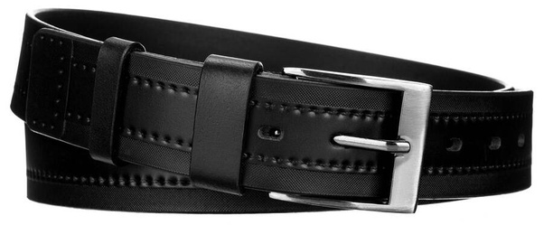 Szeroki skorzany pasek meski z ozdobna perforacja