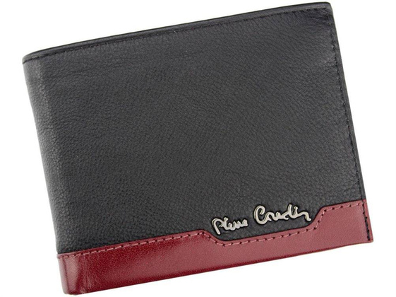 Portfel męski skórzany PIERRE CARDIN TILAK37 8805 RFID Czarny Czerwony