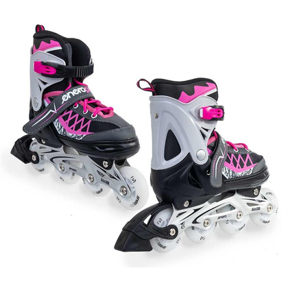 Łyżworolki - wrotki - łyżwy 4 w 1 ENERO PRO LED  34 -37 Różowo - szare