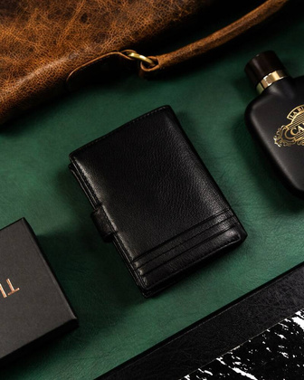 Klasyczny skorzany portfel meski na zatrzask