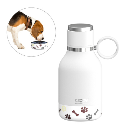 ASOBU Butelka termiczna STAINLESS z miską dla psa biała, 975ml