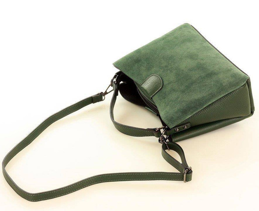 MARCO MAZZINI Elegancki kuferek skórzana listonoszka camera bag nubuk leather zielony - min. zamówienie 20 / 50 / 100 szt.