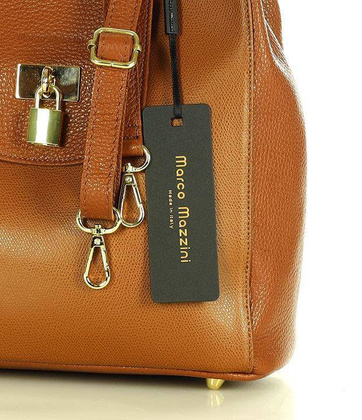 Elegancka torebka na ramię skóra naturalna vera pelle a tracolla - MARCO MAZZINI brąz karmel - min. zamówienie 20 / 50 / 100 szt.