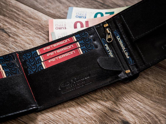 Skórzany portfel męski Peterson Czarny