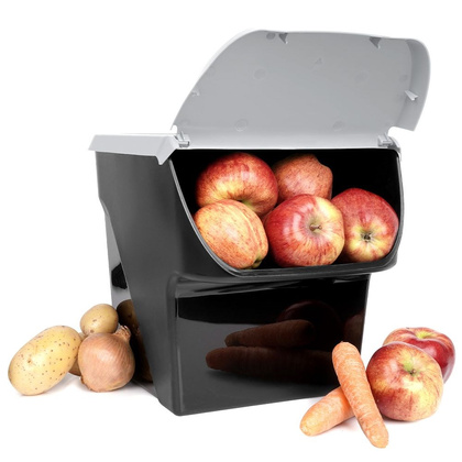 Pojemnik na warzywa owoce cebulę ziemniaki czosnek do przechowywania szary 13 l