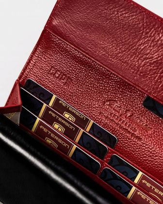 Duży, skórzany portfel damski na zatrzask i bigiel