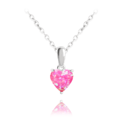 MINET Naszyjnik srebrny SERCE z różowym opalem