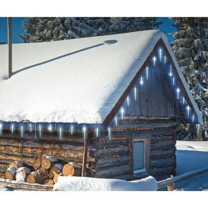 LAMPKI KURTYNA ŚWIETLNA SOPLE ZEW 72 LED ZIMNY BIAŁY TIMER