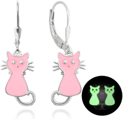 MINET Dziecięce srebrne kolczyki świecące KOTY