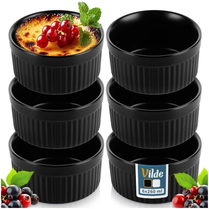 Miseczki do zapiekania ceramiczne czarne 260 ml 6 szt.