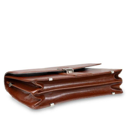 Skórzana aktówka teczka męska na dokumenty brązowa - Pavone Nero Como 2263 BR