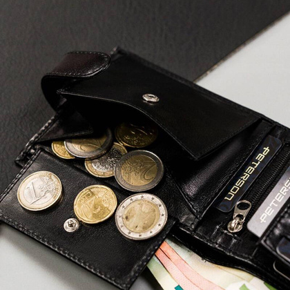 Skórzany męski portfel Peterson PTN 304Z-PR 2-1-1 czarny