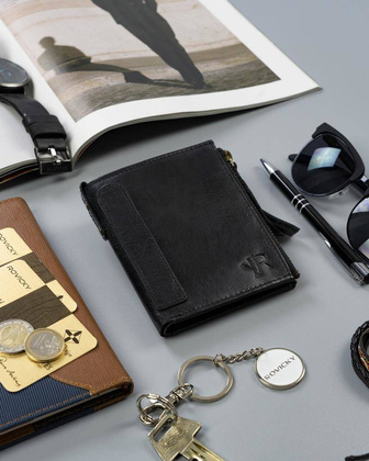 Portfel z dwiema kieszeniami na bilon Rovicky Czarny