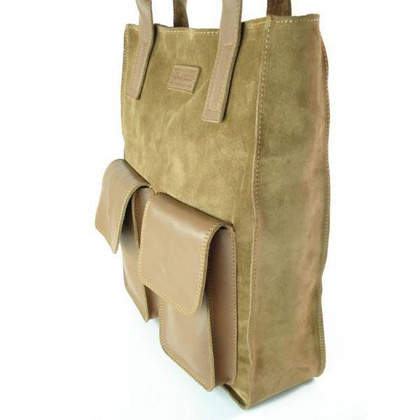 CAMEL ZAMSZOWY WOREK VERA PELLE KIESZENIE SKÓRA POJEMNA TORBA XXL A4 BYC88C KEMER