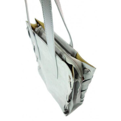 Zamszowa torba Shopper bag ,duży worek, kółka, Vera Pelle pojemny Szara WK745G KEMER