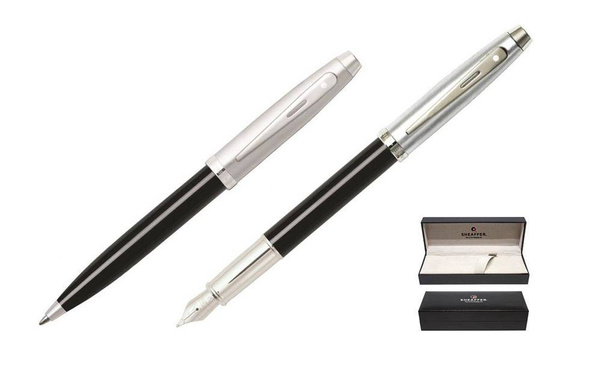 9313 Zestaw (pióro wieczne i długopis) Sheaffer kolekcja 100, czarne, wykończenia chromowane