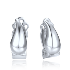 MINET Nowoczesne srebrne kolczyki krople z klipsami na uszy bez dziurek