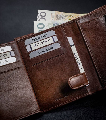 Skórzany portfel męski z ochroną rfid