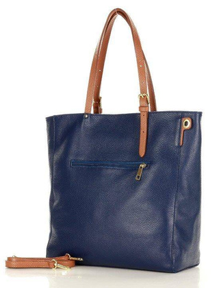 MARCO MAZZINI Elegancka torba skórzana sustainable leather bag granatowa - min. zamówienie 20 / 50 / 100 szt.