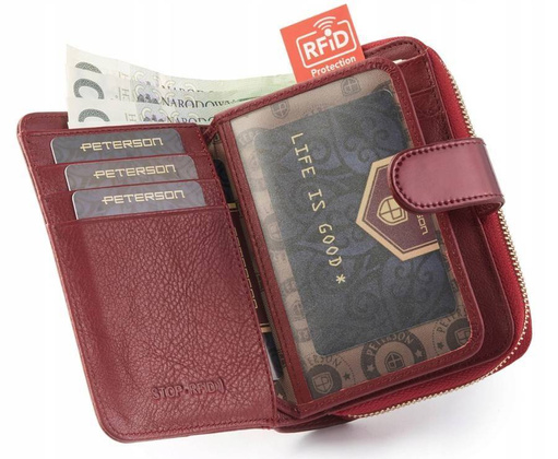 Mały skórzany portfel damski rfid