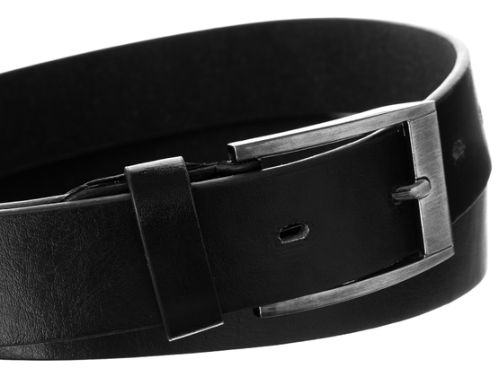 Klasyczny pasek ze srebrną klamrą, model unisex, skóra ekologiczna