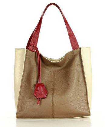 Modny skórzany shopper MAZZINI - Portofino Max multi beż khaki - min. zamówienie 20 / 50 / 100 szt.