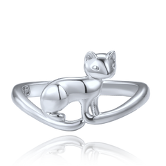 MINET Pierścień srebrny kot rozmiar 16