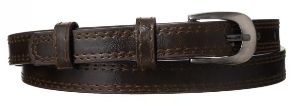 Skórzany wąski pasek damski skóra czarny Cavaldi