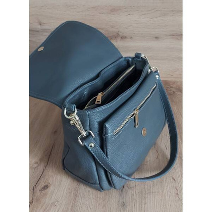 Piękna listonoszka dużo schowków ,skórzana Włoska raportówka A5 Szara VP954G