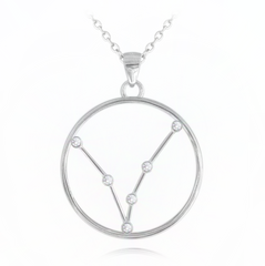 MINET Srebrny naszyjnik Stars Zodiac RYBY Czech Crystal