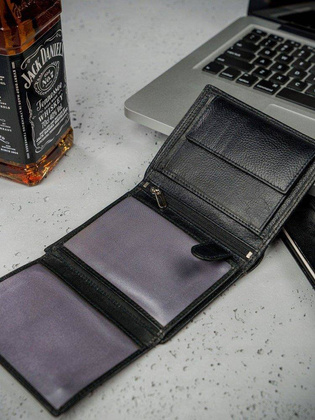 CZARNY SKÓRZANY PORTFEL MĘSKI DUŻY PIONOWY SKÓRA