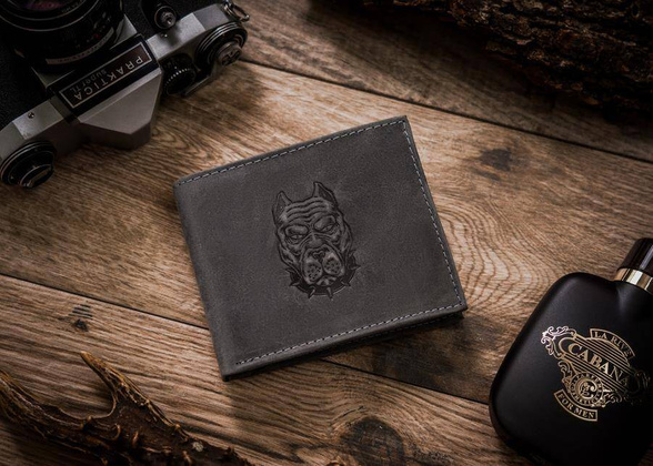 Portfel męski skórzany N992-CHM-DOG-2 Czarny