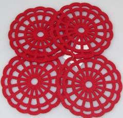 Kpl.4 podkładek filcowych czerwonych