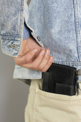 Skórzany portfel w stylu retro Rovicky Czarny