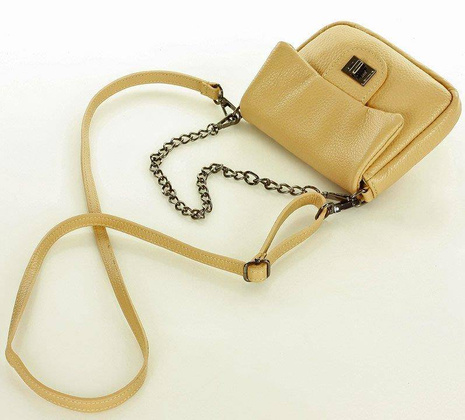 Mini torebka etui na telefon na pasku wizytowa listonoszka phone pouch - MARCO MAZZINI karmelowy beż - min. zamówienie 20 / 50 / 100 szt.