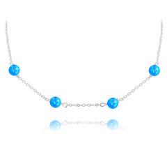 MINET Naszyjnik srebrny z niebieskimi opalami