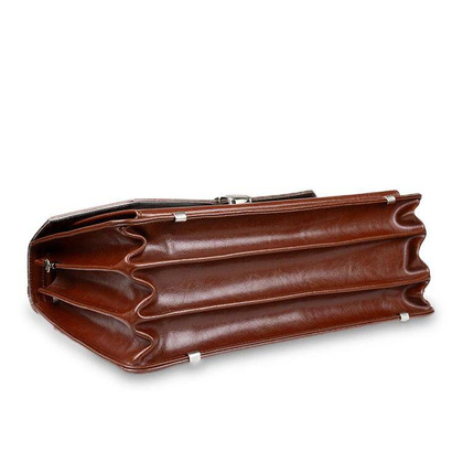Skórzana teczka męska na laptopa brązowa aktówka - Pavone Nero Marsala 2164 BR