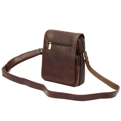 Saszetka męska z naturalnej skóry Money Kepper HN2021 Brązowa