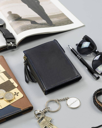 Portfel z dwiema kieszeniami na bilon Rovicky Granatowy