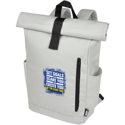 Byron plecak na laptopa 15,6 cala z tworzywa RPET z certyfikatem GRS z zawijanym zamknięciem, 18 l