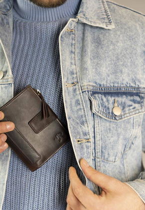 Skórzany portfel w stylu retro Rovicky Brązowy