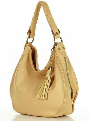 Torebka skórzana eleganc sacco MARCO MAZZINI - karmelowy beż - min. zamówienie 20 / 50 / 100 szt.