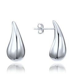 MINET Nowoczesne srebrne kolczyki duże krople