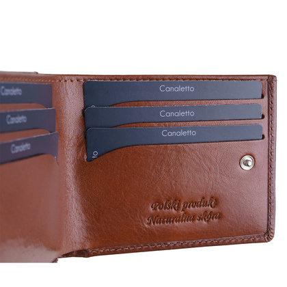 Mały skórzany portfel Canaletto – elegancja, funkcjonalność i ochrona RFID PD1055cs40GR