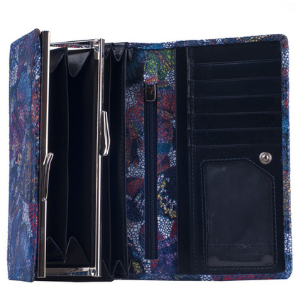 Portfel damski skórzany KEMER 007D Granatowy - min. zamówienie 20 / 50 / 100 szt.