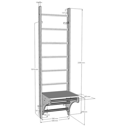 Drabinka z drewnianym do podciągania z biurkiem BenchK 111