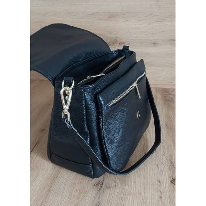 Piękna listonoszka dużo schowków ,skórzana Włoska raportówka A5 Czarna VP954N